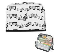Pencil Storage Case Large Capacity Make Up Bag Large Case Pencil Holder for Teen Boys School Must Haves Fashion White and Black Musical Note cartucheras para mujer
