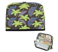 Pencil Storage Case Large Capacity Pen Case Organizer Soft Stationery Pen Bag for Teen Boys High School Supplies Fluorescent Green Orchid Flowers and Leaf lapiceras para mujer