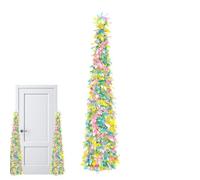 Pencil Tree - Five Foot Sequin Plant, Pop Out Artificial Branch, Shimmering Reflective Holiday Decor, Creates Festive Winter Atmosphere Quickly, Slim Interior Decoration, Multi Color Finish For Mantel