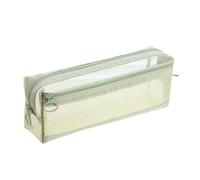 Pencil with large capacity pencil clear double layer pen bag through the pen organisers storage case travel make-up bag bag, Green