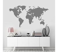 Pencilmatic World Map Wall Art Sticker, Modern Room Decor, Removable Vinyl Decal, Matt Finish, Waterproof, Suitable for Smooth and Flat Surfaces