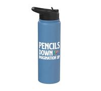 Pencils Down Imagination Up Drawing Stainless Steel Insulated Water Bottle