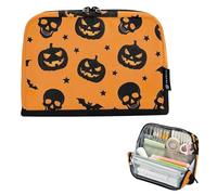 Pencils Pouch Zipper Pencil Case Big Halloween Pumpkin Lanterns Skulls Pencils Storage Bags Cute Pen Marker Bag for Girls Colorful Kids Stationery Back to School Supply