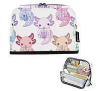 Pencils Pouch Zipper Pencil Case Big Pencil Storage Bag Teen Girls Pen Pouch Boy Decorative Back to School Adults Office Supply Cute Colorful Axolotls Bubble Tea