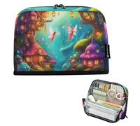 Pencils Pouch Zipper Pencil Case Big Pencils Storage Bags Cute Pen Marker Bag for Girls Colorful College High School Office Supplies Flower Fairy Forest
