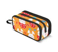 Pencils Pouch Zipper Pencil Case Cute Rabbits White Easter Bunny Storage Pencil Bag Classroom Pen Bag Boys Stationery College High School Office Supplies 8.86x3.54x4.33in