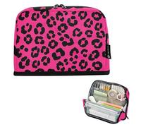 Pencils Storage Bags Black Leopard Spot Vibrant Pink Pencils Pouch Zipper Pencil Case Big Classroom Pen Bag Boys Animals Adults Kids Back to School Organizer