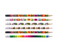 Pencils with Eraser Set of 6 pcs, Poland Folk Stylized Decorations Pencils with Vivid Colors and Interesting Compositions, Beautiful Gift Souvenir from Poland (Łowicz Folk Motifs, Wood)