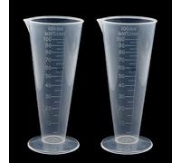 PENCK 100mL Plastic Graduated Measuring Cup Clear Multipurpose Measuring Cylinder Capacity Beaker Conical Beaker Liquid Dispenser Cone Shape Round Base for Labs Kitchen School Science, 2Pcs