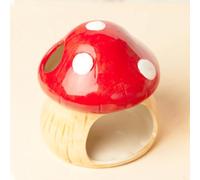 PENCK Cute Aquarium Mushroom House Betta Fish Tank Accessory Decor Mini Ceramic Fish Hideout Shrimp Cave Ornament (Red)