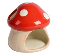 PENCK Cute Aquarium Mushroom House Betta Fish Tank Accessory Decor Mini Ceramic Fish Hideout Shrimp Cave Ornament (Red)
