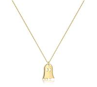 Pencros Dainty Pendant Necklace,18K Gold Plated Pumpkin Ghost Hammered Coin Delicate Chain Minimalist Simple Halloween Jewelry Friend's Gift