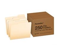 Pendaflex File Folders, Letter Size, 1/3 Cut, Manila, 250 per Box (752250)