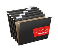 Pendaflex Hanging File Folders, 50 Pack of Black Hanging File Folders Letter Size with 1/5 Cut Adjustable Tabs, 8.5 X 11