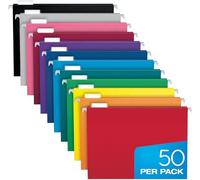 Pendaflex Hanging File Folders Letter Size - 50 Pack of 12 Assorted Color File Folders - 1/5 Cut Adjustable Tabs - Bulk File Folders for Filing Cabinet with Tabs - Manilla File Folders 8.5 X 11