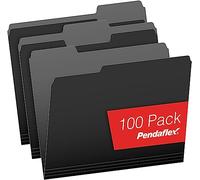 Pendaflex Letter Size Black File Folders, 1/3-cut Tab - 100 Pack
