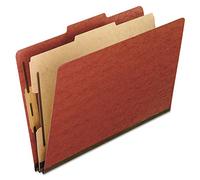 Pendaflex Pressboard Classification File Folders, 1 Divider, 2" Embedded Fasteners, 2/5 Tab Cut, Letter Size, Red, Box of 10 (1157R)