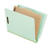 Pendaflex Pressboard End-Tab Classification Folders, Letter Size, 1 Divider, 1.75" Expansion, Light Green, Straight Cut, 10/BX (23214)