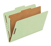 Pendaflex Recycled Classification File Folders, 1 Divider, 2" Embedded Fasteners, 2/5 Tab Cut, Legal Size, Light Green, Box of 10 (28776R)