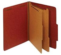 Pendaflex Recycled Classification File Folders, 2 Dividers, 2" Embedded Fasteners, 2/5 Tab Cut, Letter Size, Red, Box of 10 (24075R)