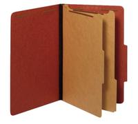 Pendaflex Recycled Classification Folders, 2 Dividers, 2" Integrated Fasteners, 2/5 Tab Cut, Legal Size, Red, Box of 10 (29075R)