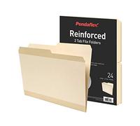 Pendaflex Reinforced File Folders, Extra Durable, Poly Reinforced Edges, Manila, Letter Size, 1/2 Cut Tabs, 24 Per Pack (86221)
