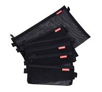 Pendancy Assorted Size Mesh Zip Wallet Nylon Ultra-Light Office Travel Pouch Zipper Bag 5 Pcs (Black, Assorted)