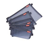 Pendancy Assorted Size Mesh Zip Wallet Nylon Ultra-light Office Travel Pouch Zipper Bag 5 Pcs (Grey, Assorted)