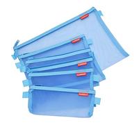Pendancy Mesh Zipper Pouch 5pcs Lightweight Nylon File Folders Document Organizer Cosmetic Bags Accessories Storage for Travel and Office Supplies (Blue, A4 A5 A6)