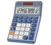 Pendancy Office Small Calculator Desktop with Tax+/- for Tax Calculation, 12 Digit Large LCD Display, Solar Battery Power, Durable Portable Design, Financial Accounting Business Home Use(OS-200T-Blue)