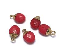 pendant 10pcs, Natural Stone Pendants Oval Shape Exquisite Pendant for Jewelry Making DIY Necklace Earring Accessories Reiki Healing Gift Genuine Gemstone Beads Jewellery-Making (Size : Red Agate)