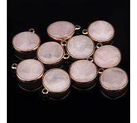 pendant 10pcs, Natural Stone Round Shape Pendant Rose Quartzz/Tiger Eyes Pendant DIY for Necklace Accessories Or Jewelry Making Genuine Gemstone Beads Jewellery-Making (Size : Rose quartz)