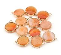 pendant 10pcs, Natural Stone Round Shape Pendant Rose Quartzz/Tiger Eyes Pendant DIY for Necklace Accessories Or Jewelry Making Genuine Gemstone Beads Jewellery-Making (Size : Res Agate)