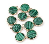 pendant 10pcs, Natural Stone Round Shape Pendant Rose Quartzz/Tiger Eyes Pendant DIY for Necklace Accessories Or Jewelry Making Genuine Gemstone Beads Jewellery-Making (Size : Malachite)