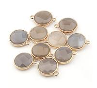 pendant 10pcs, Natural Stone Round Shape Pendant Rose Quartzz/Tiger Eyes Pendant DIY for Necklace Accessories Or Jewelry Making Genuine Gemstone Beads Jewellery-Making (Size : Grey Agate)