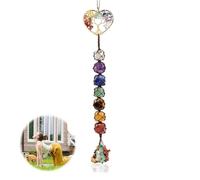 Pendant, 1Pcs Gemstones Decor, Rainbow Maker, Colorful Heart Shaped, Life Tree Hanging Ornament for Friendship, Women, Men, Girls, Bikes, Home