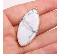 pendant 2pcs, Natural Stone Agates Pendants Horse Eye Shape Exquisite Charm for Jewelry Making DIY Earring Necklace Bracelet Accessories Genuine Gemstone Beads Jewellery-Making (Size : White Turquois