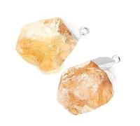 pendant 2Pcs, Natural Stone Irregular Citrines Pendants Crystal Charms for DIY Jewelry Making Necklaces Bracelet Size16x30x15mm Genuine Gemstone Beads Jewellery-Making (Size : 2)
