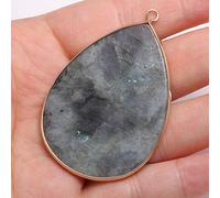 pendant 2pcs, Natural Stone Water Drop Shape Pendants for Jewelry Making DIY Earring Necklace Bracelet Accessories Size 37x55mm Genuine Gemstone Beads Jewellery-Making (Size : Flash Labradorite)