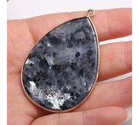 pendant 2pcs, Natural Stone Water Drop Shape Pendants for Jewelry Making DIY Earring Necklace Bracelet Accessories Size 37x55mm Genuine Gemstone Beads Jewellery-Making (Size : Black flash)