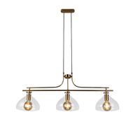 Pendant 3 Light Antique Brass Clear Glass Shade E27 Dimmable Adjustable Drop