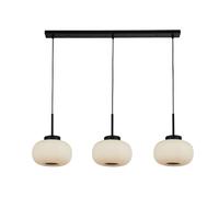 Pendant 3 Light Bar Black Metal Ribbed Glass E27 Adjustable Ceiling Light No