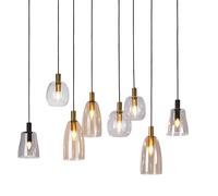Pendant 8 Light Multi Drop Black Metal Coloured Clear Glass E14 Dimmable Ceiling
