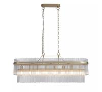 Pendant 8 Light Oval Gold Glass Rod Chandelier E14 IP20 Dimmable Modern No Bulbs