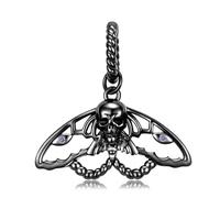 Pendant 925 Sterling Silver Butterfly Moth Skull Scream Black Wings Chain Necklace For Girl Women Jewelry