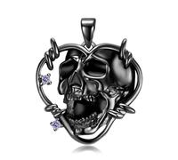 Pendant 925 Sterling Silver Butterfly Moth Skull Scream Black Wings Chain Necklace For Girl Women Jewelry
