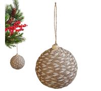 Pendant A - Linen+Foam | Woven Balls Christmas Decorative Ornaments 3.15 Inches | Hanging Balls for Holiday Decorations, Winter Holidays, Windows, Doors, Walls, Living Room,