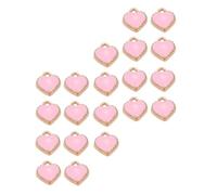 Pendant Alloy Heart Pink DIY 20pcs Charms for Bracelets and Necklaces | Small Light Accessory Pieces, Simple Delicate Style, Easy to Use, Per Pack