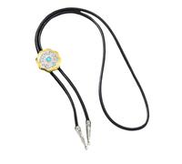 Pendant Bolo Tie Necklace Vintage Black Cord Collar Accessory Western Inspired Statement Neckwear for Party Styling Bolo Tie Necklace Western Neckwear Accessory Black Cord Pendant Collar Accent Retro