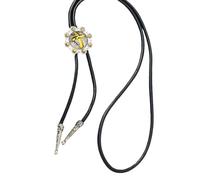 Pendant Bolo Tie Necklace Vintage Black Cord Collar Accessory Western Inspired Statement Neckwear for Party Styling Bolo Tie Necklace Western Neckwear Accessory Black Cord Pendant Collar Accent Retro
